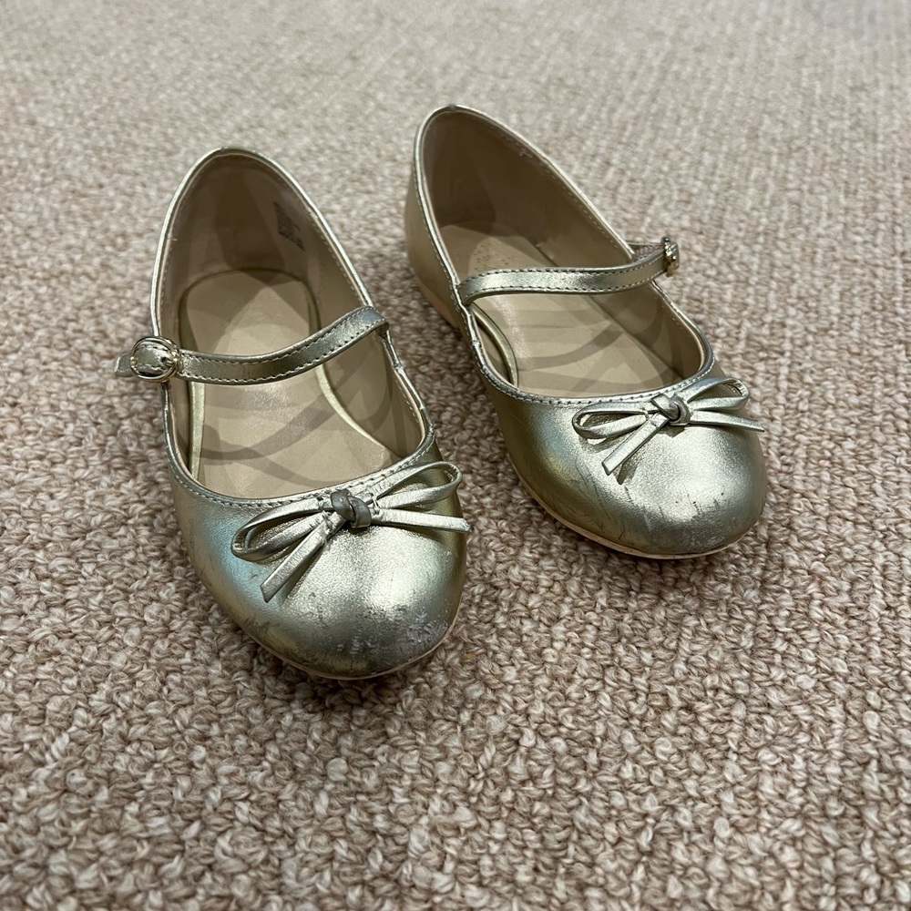 Janie & Jack Little Girls Gold ballet flats size 12